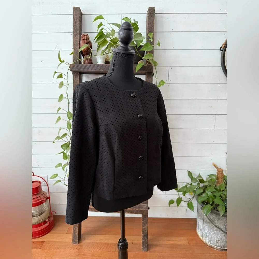 Chico's Black Button-Up Blazer Jacket with Gem Buttons - Picture 16 of 17